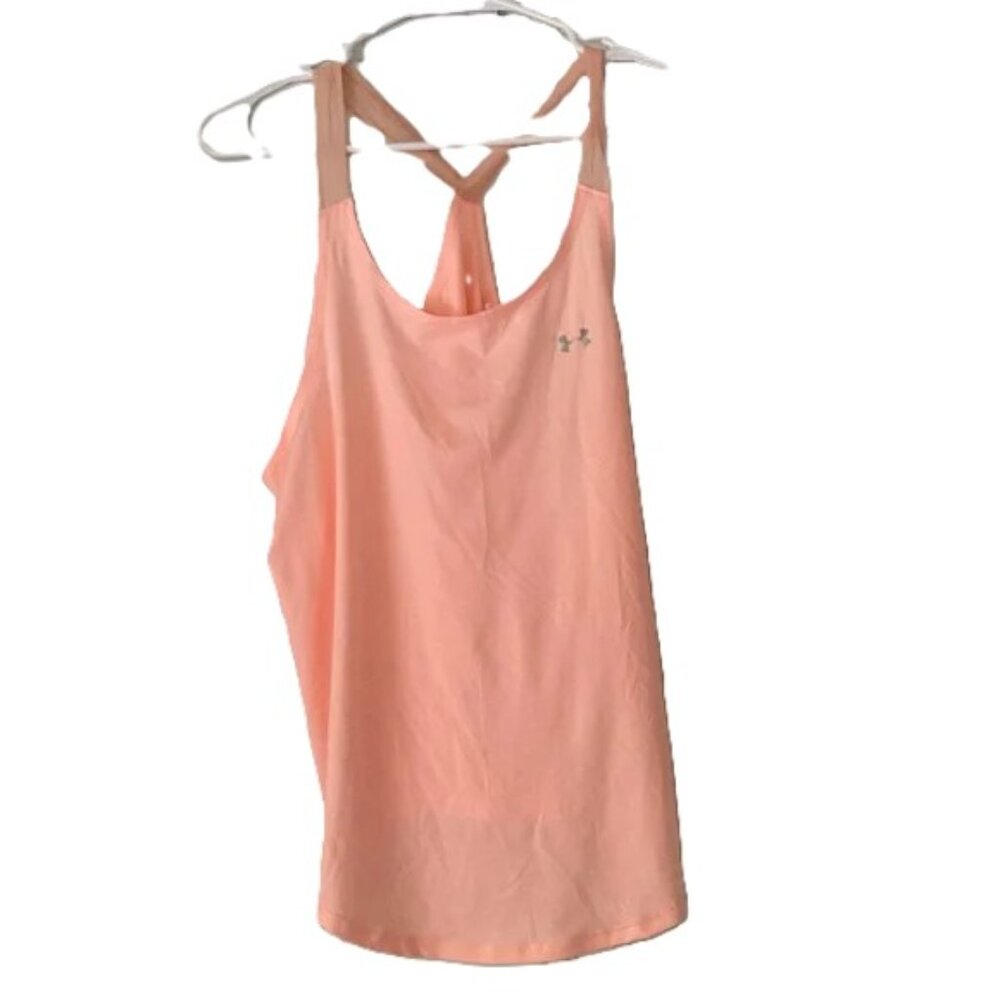 UNDER ARMOUR Heat Gear Loose Fit Lightweight Peach Tank Top Womens Large - Picture 6 of 9